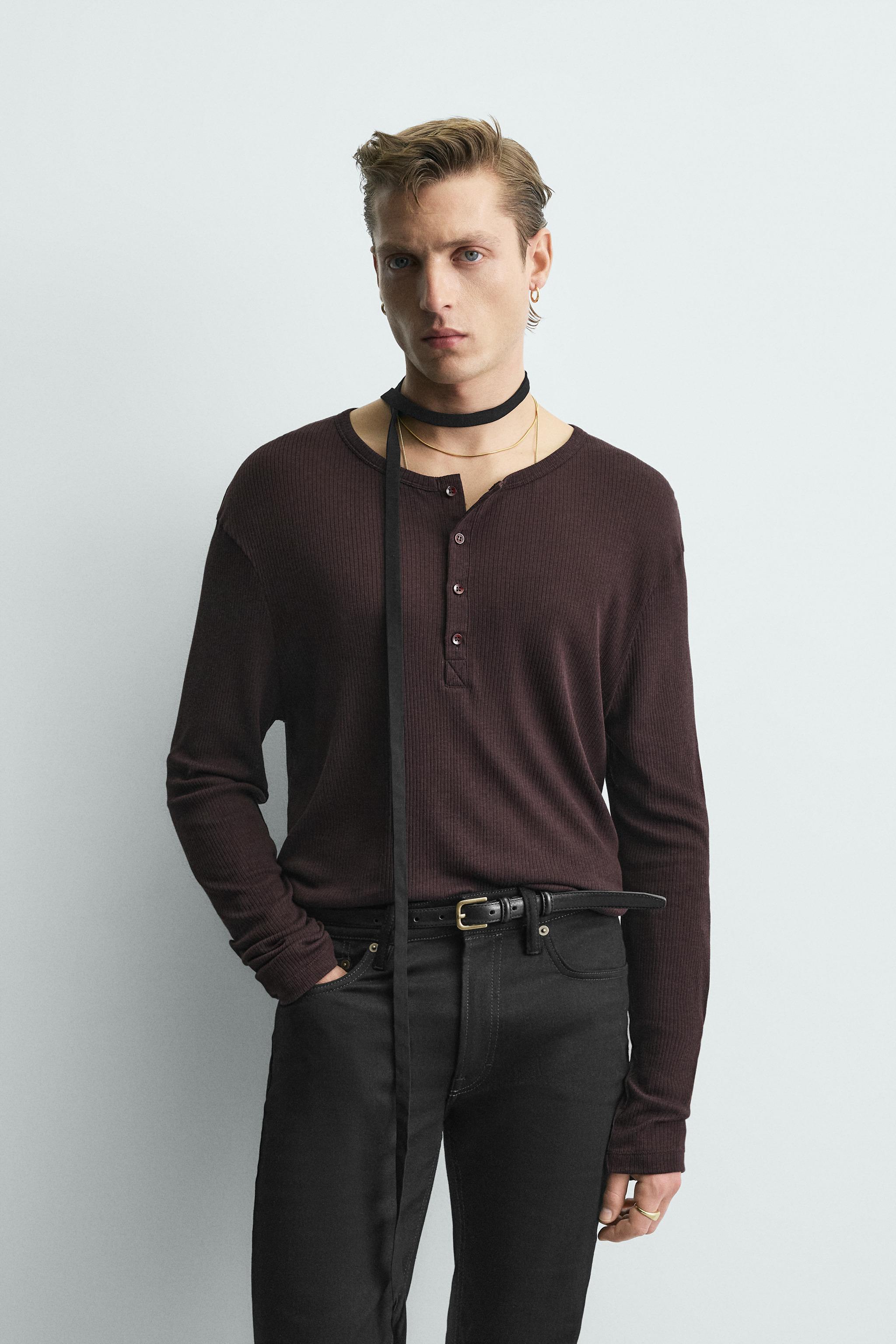 LYOCELL - COTTON BLEND HENLEY T-SHIRT